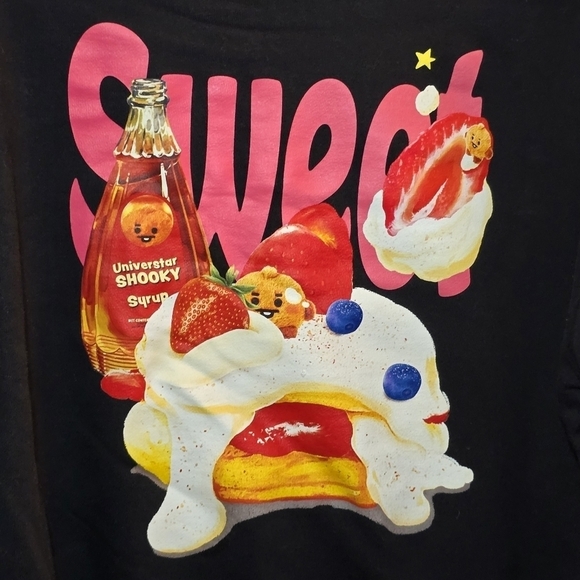 BT21 BTS Official Merch Sweet Butter Black Sweatshirt Shooky Pancake Strawberry - Picture 2 of 7